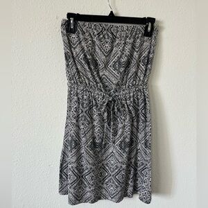 Strapless Patterned Casual Dress, Size M